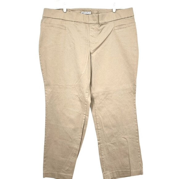 LEE Women's Natural Fit Pull-on Straight Leg High Rise Flat Tan Pants Size 24W - Picture 1 of 8